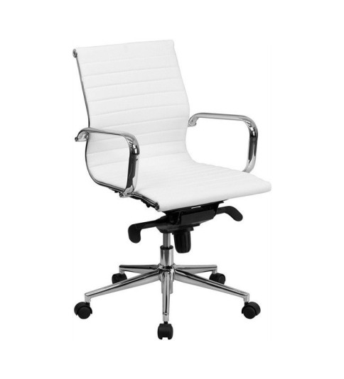 Silla de oficina LONDRES bajo de Euromof, en acabado ecopiel blanco