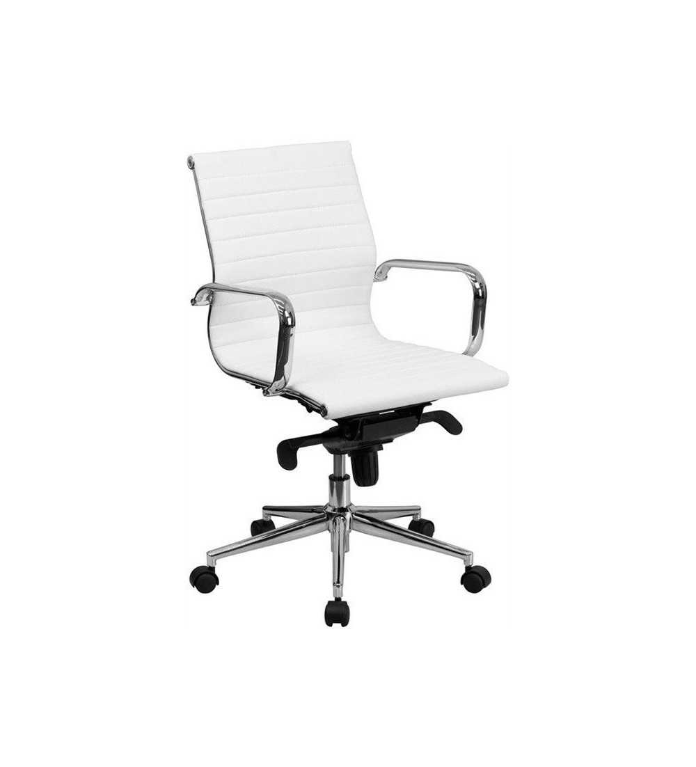 Silla de oficina LONDRES bajo de Euromof, en acabado ecopiel blanco Silla de oficina LONDRES bajo de Euromof, en acabado ecopiel blanco