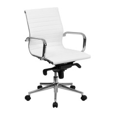 Silla de oficina LONDRES bajo de Euromof, en acabado ecopiel blanco