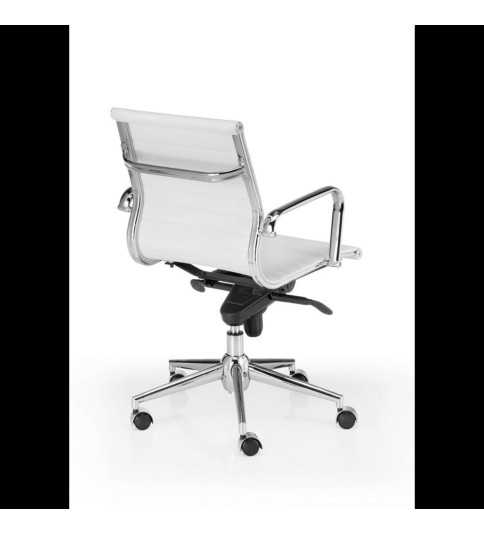 Silla de oficina LONDRES bajo de Euromof, en acabado ecopiel blanco-0