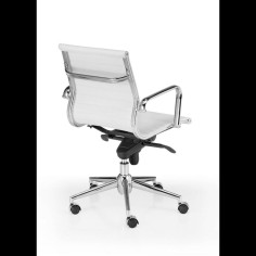 Silla de oficina LONDRES bajo de Euromof, en acabado ecopiel blanco