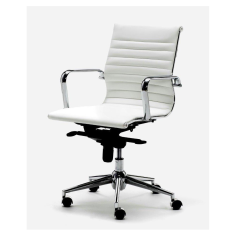 Silla de oficina LONDRES bajo de Euromof, en acabado ecopiel blanco