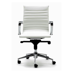 Silla de oficina LONDRES bajo de Euromof, en acabado ecopiel blanco