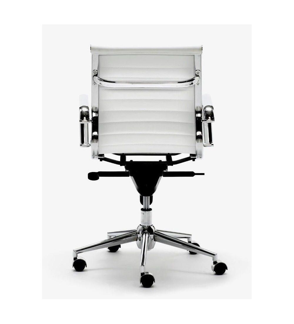 Silla de oficina LONDRES bajo de Euromof, en acabado ecopiel blanco-4 Silla de oficina LONDRES bajo de Euromof, en acabado ecopiel blanco-4