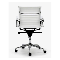 Silla de oficina LONDRES bajo de Euromof, en acabado ecopiel blanco