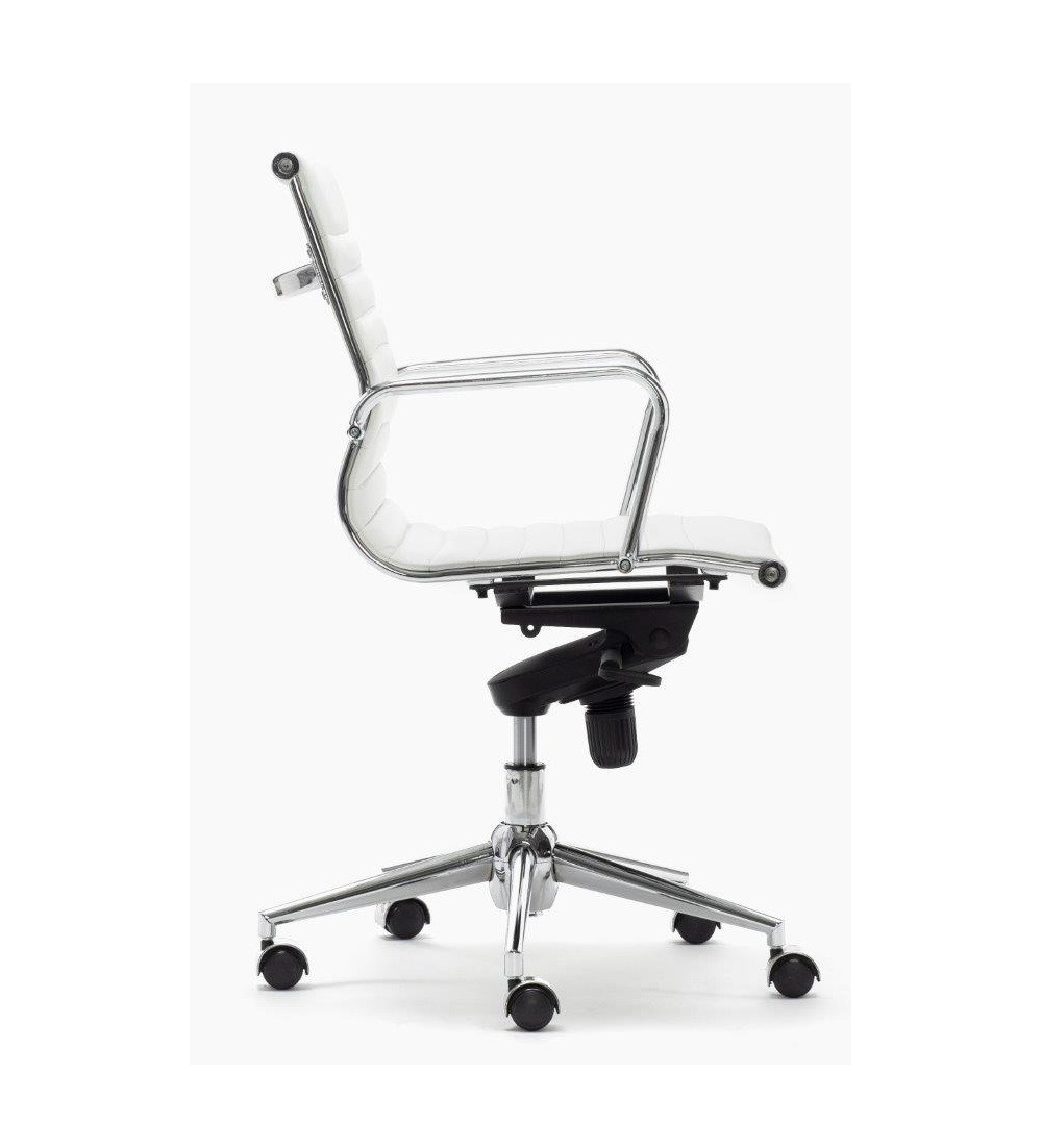 Silla de oficina LONDRES bajo de Euromof, en acabado ecopiel blanco-5 Silla de oficina LONDRES bajo de Euromof, en acabado ecopiel blanco-5