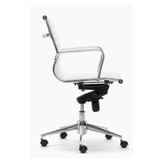 Silla de oficina LONDRES bajo de Euromof, en acabado ecopiel blanco