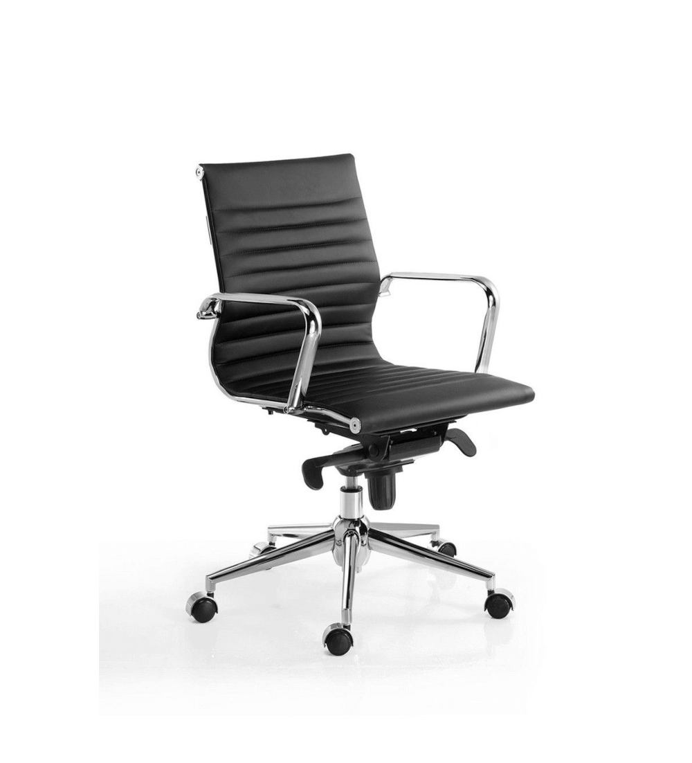 Silla de oficina LONDRES bajo de Euromof, en acabado ecopiel negro Silla de oficina LONDRES bajo de Euromof, en acabado ecopiel negro