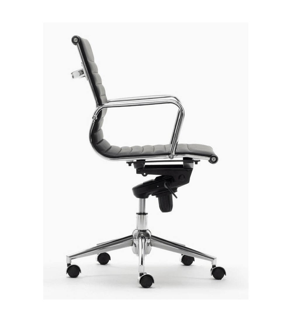 Silla de oficina LONDRES bajo de Euromof, en acabado ecopiel negro-1 Silla de oficina LONDRES bajo de Euromof, en acabado ecopiel negro-1