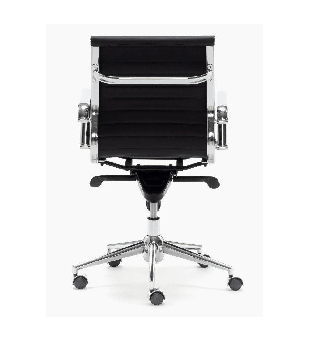 Silla de oficina LONDRES bajo de Euromof, en acabado ecopiel negro-2 Silla de oficina LONDRES bajo de Euromof, en acabado ecopiel negro-2
