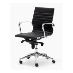 Silla de oficina LONDRES bajo de Euromof, en acabado ecopiel negro