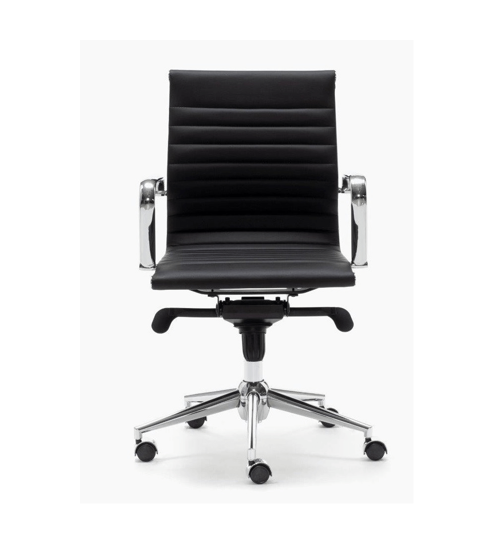 Silla de oficina LONDRES bajo de Euromof, en acabado ecopiel negro-4 Silla de oficina LONDRES bajo de Euromof, en acabado ecopiel negro-4