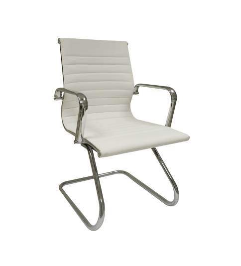 Silla confidente de oficina LONDRES de Euromof, en acabado ecopiel blanca