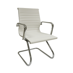 Silla confidente de oficina LONDRES de Euromof, en acabado ecopiel blanca