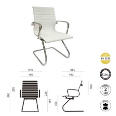 Silla confidente de oficina LONDRES de Euromof, en acabado ecopiel blanca