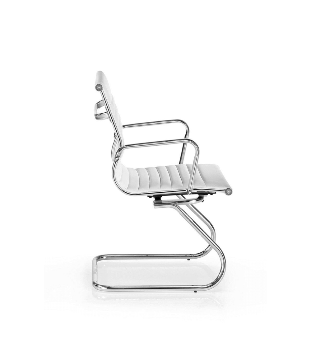 Silla confidente de oficina LONDRES de Euromof, en acabado ecopiel blanca-1 Silla confidente de oficina LONDRES de Euromof, en acabado ecopiel blanca-1