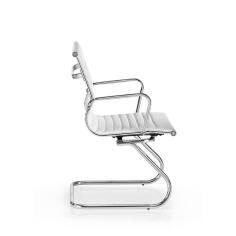 Silla confidente de oficina LONDRES de Euromof, en acabado ecopiel blanca