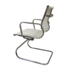 Silla confidente de oficina LONDRES de Euromof, en acabado ecopiel blanca