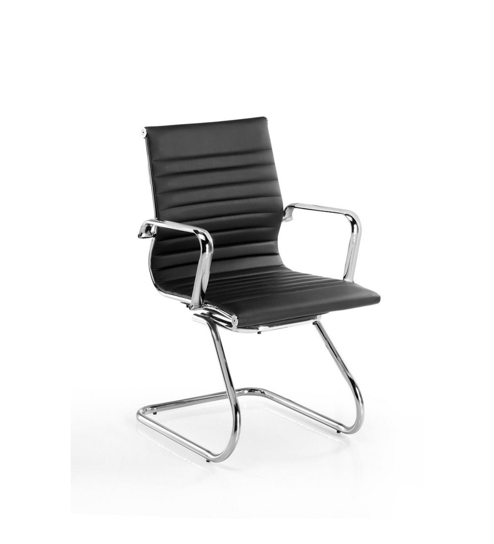 Silla confidente de oficina LONDRES de Euromof, en acabado ecopiel negra Silla confidente de oficina LONDRES de Euromof, en acabado ecopiel negra