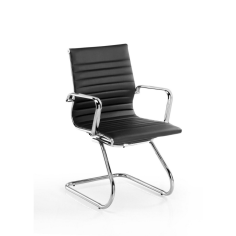Silla confidente de oficina LONDRES de Euromof, en acabado ecopiel negra