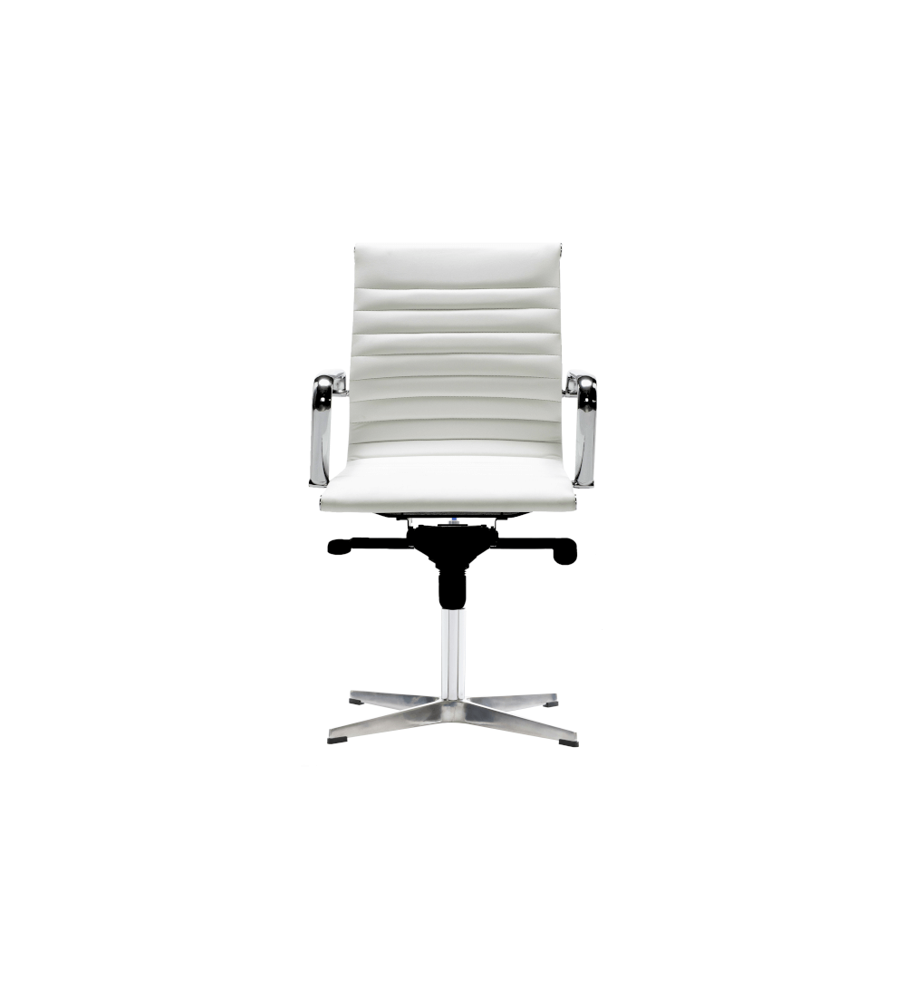 Silla de oficina LONDRES bajo de Euromof, base 4 radios en acabado ecopiel blanca-0 Silla de oficina LONDRES bajo de Euromof, base 4 radios en acabado ecopiel blanca-0