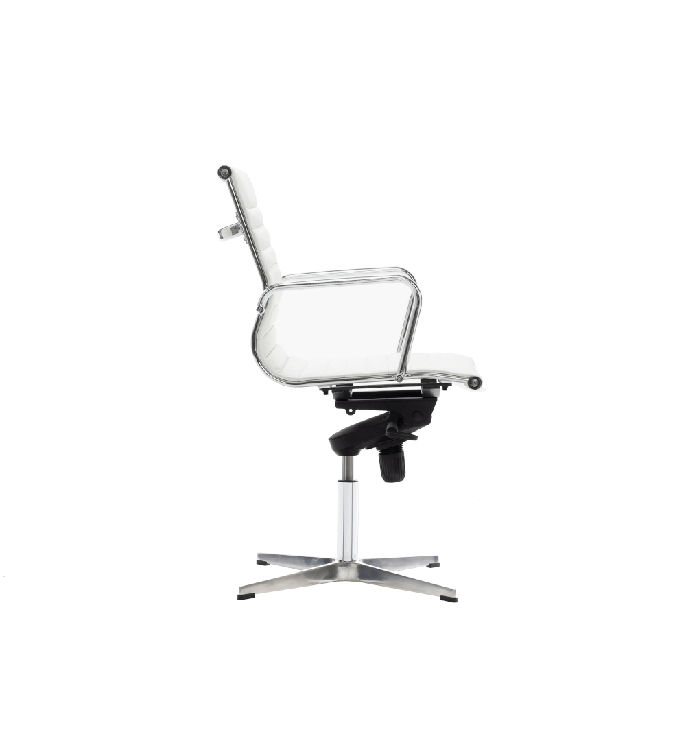 Silla de oficina LONDRES bajo de Euromof, base 4 radios en acabado ecopiel blanca-1 Silla de oficina LONDRES bajo de Euromof, base 4 radios en acabado ecopiel blanca-1