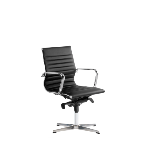 Silla de oficina LONDRES bajo de Euromof, base 4 radios en acabado ecopiel negra
