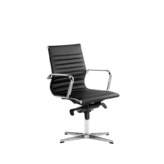 Silla de oficina LONDRES bajo de Euromof, base 4 radios en acabado ecopiel negra