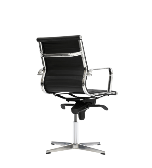 Silla de oficina LONDRES bajo de Euromof, base 4 radios en acabado ecopiel negra-0