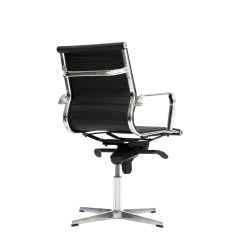 Silla de oficina LONDRES bajo de Euromof, base 4 radios en acabado ecopiel negra