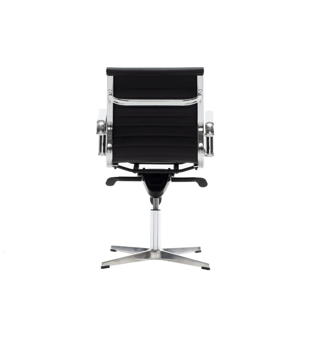 Silla de oficina LONDRES bajo de Euromof, base 4 radios en acabado ecopiel negra-2 Silla de oficina LONDRES bajo de Euromof, base 4 radios en acabado ecopiel negra-2