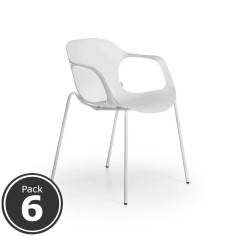 Lote 6 Sillas Confidente BARI de Euromof, Patas Metálicas, Diseño Nórdico, Blanco