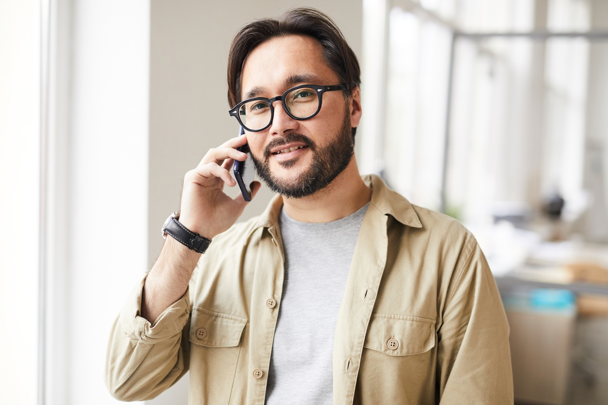 Working by phone in office