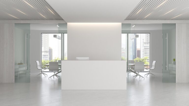 Interior of reception and meeting room 3D illustration