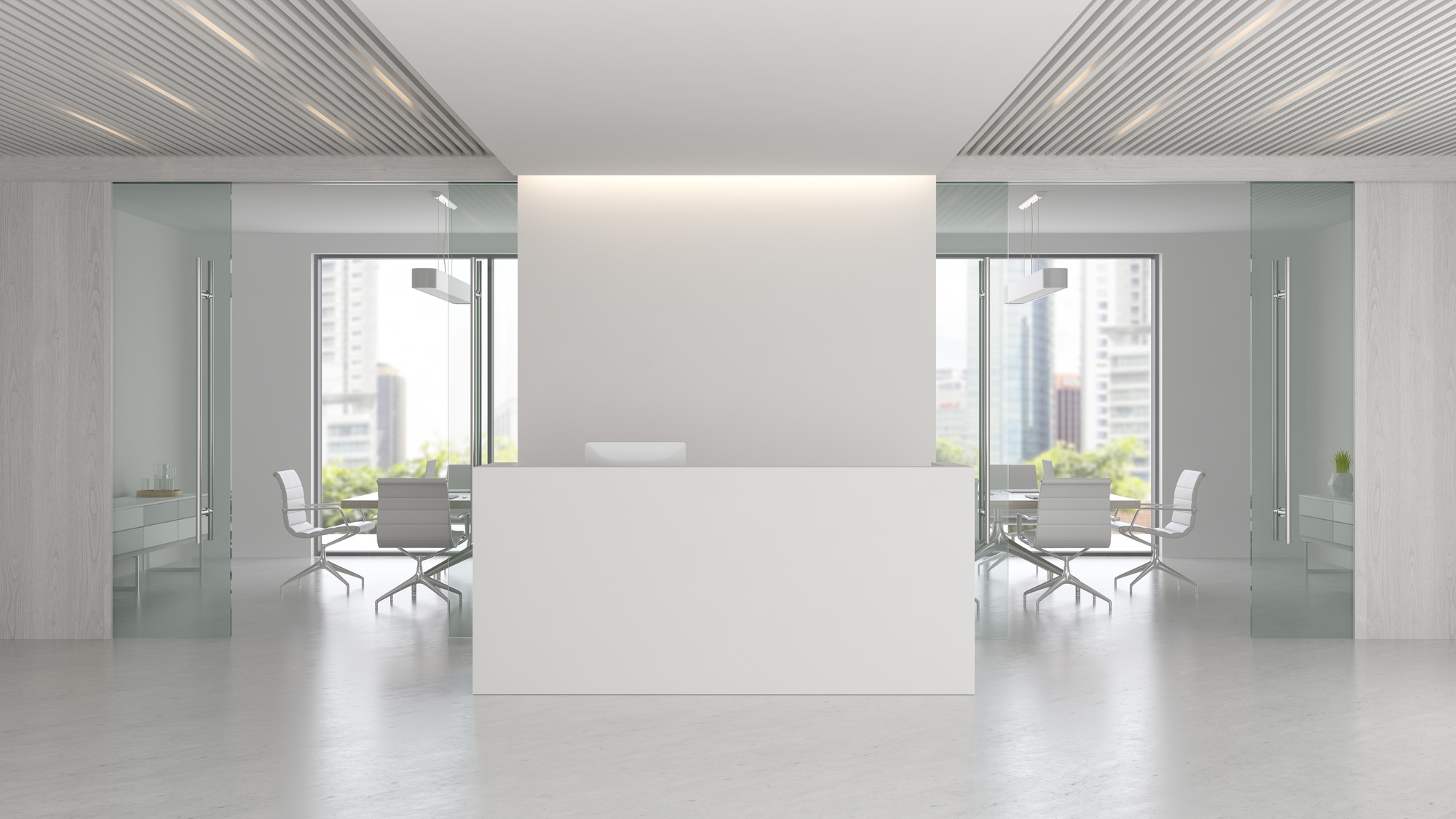 Interior of reception and meeting room 3D illustration