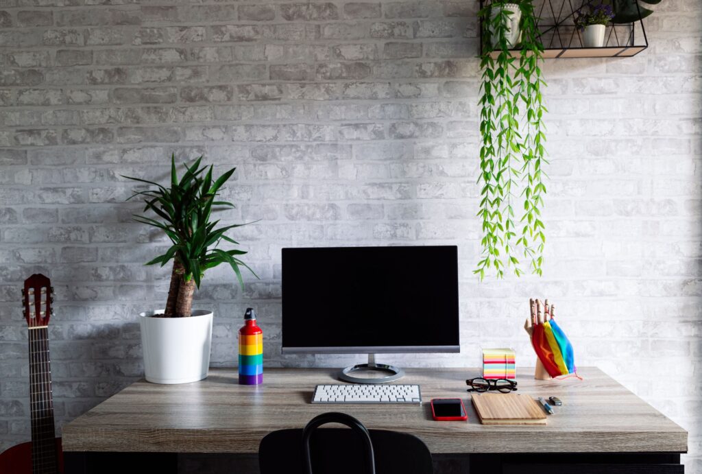 Beautiful office with LGBT accessories and decorations