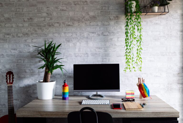 Beautiful office with LGBT accessories and decorations