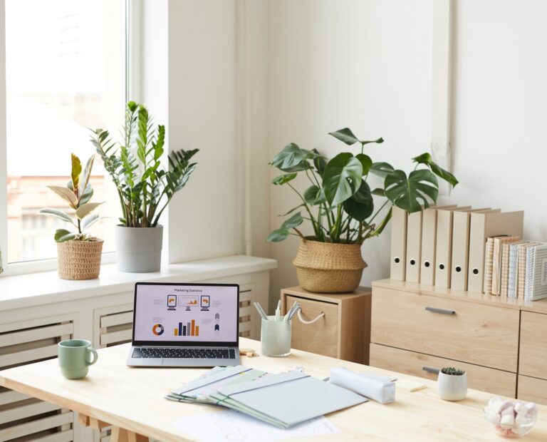 Home Office Workplace with Wooden Accents
