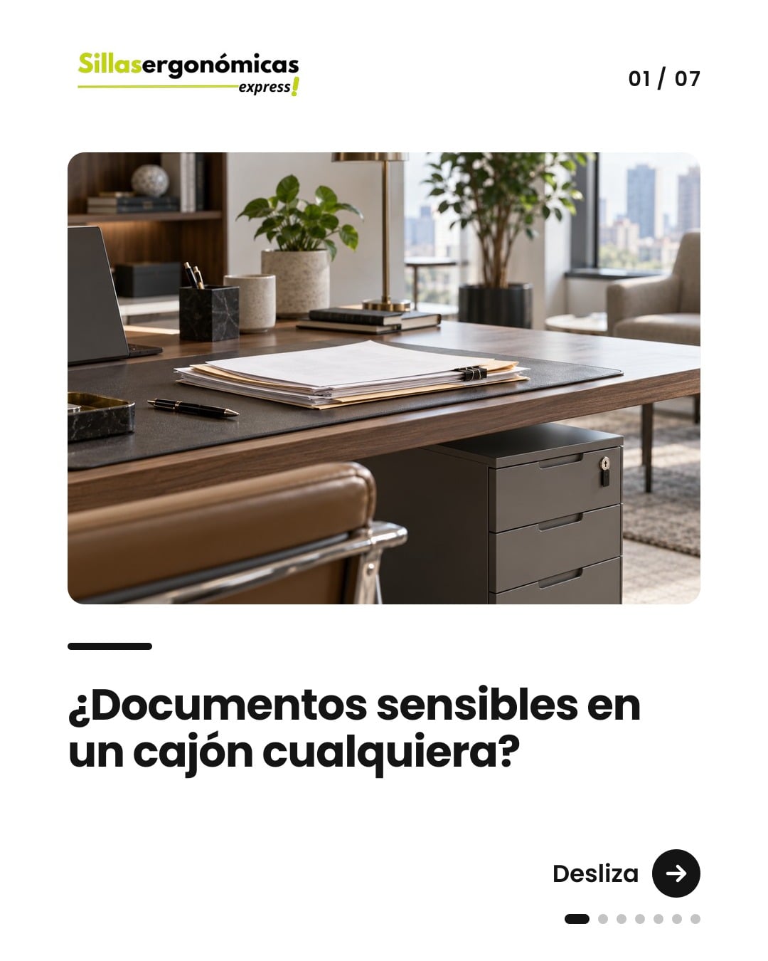Qué guardar bajo llave en una cajonera de oficina — 1 de 7